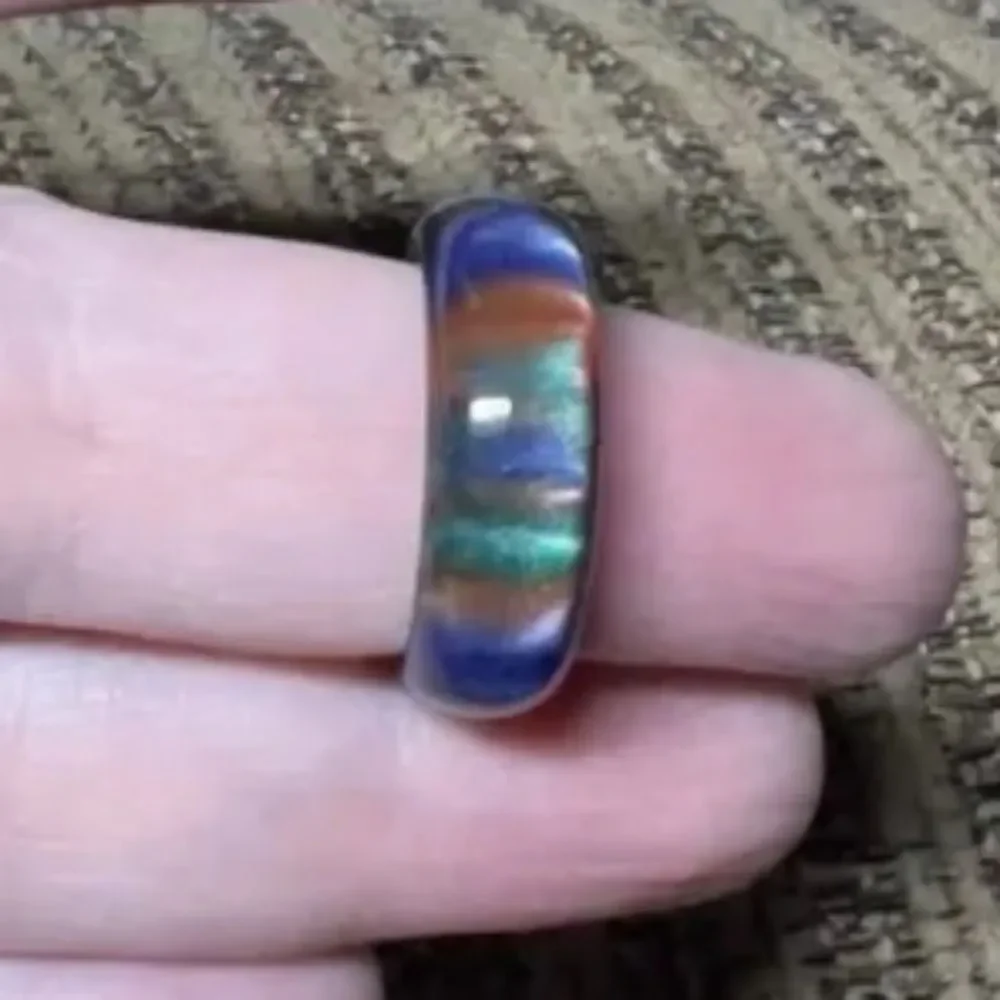 Colorful Rainbow marble Resin unisex Ring sz 9